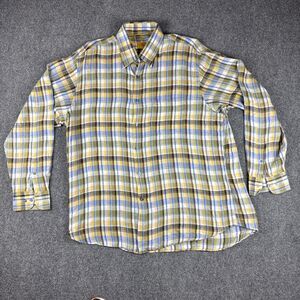 Robert Talbott Yellow and Blue Plaid Dress Shirt